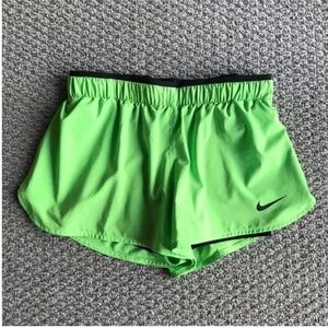 Nike Bright Neon Green Short With Built In Black Bike Short For Training/Running